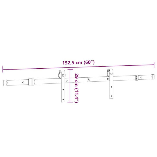 vidaXL Μηχανισμός Συρόμενης Μεσόπορτας 152.5cm Μαύρος