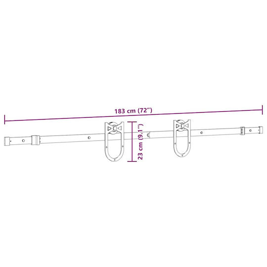 vidaXL Sliding Door Mechanism for Middle Door 183cm Black