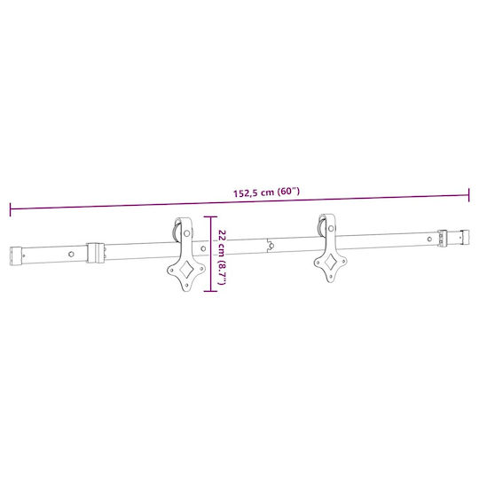 vidaXL Mecanism Pentru Ușă Glisantă Butuc De Ușă 152.5cm Negru