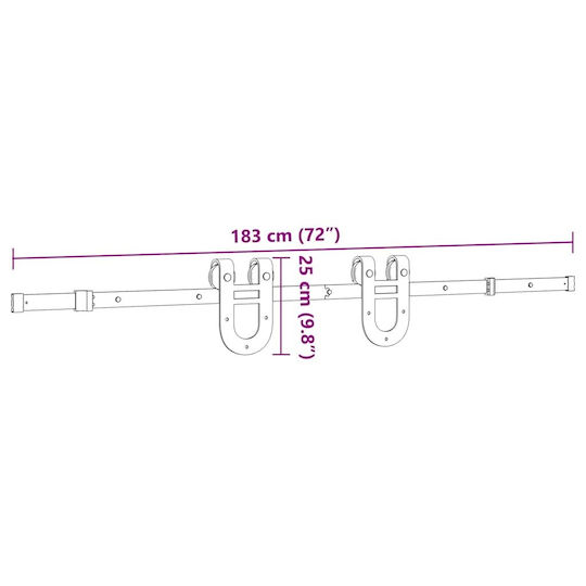 vidaXL Μηχανισμός Συρόμενης Μεσόπορτας 183cm Μαύρος