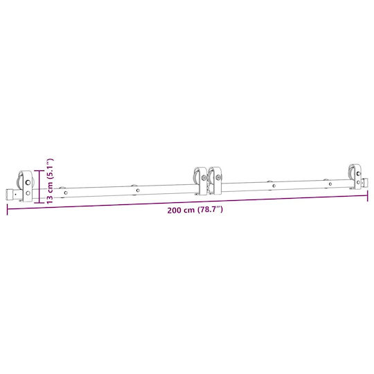 vidaXL Sliding Door Mechanism for Middle Door 200cm Black