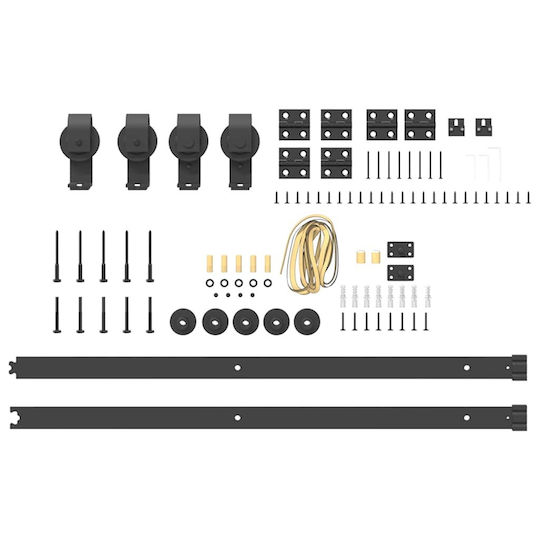 vidaXL Sliding Door Mechanism for Middle Door 183cm Black