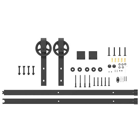 vidaXL Sliding Door Mechanism For Door 200cm Black