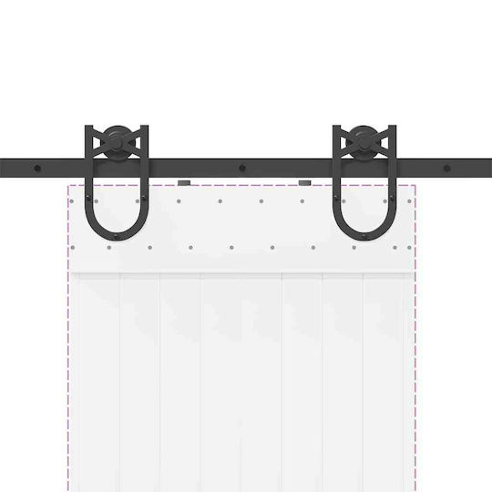 vidaXL Sliding Door Mechanism for Middle Door 200cm Black