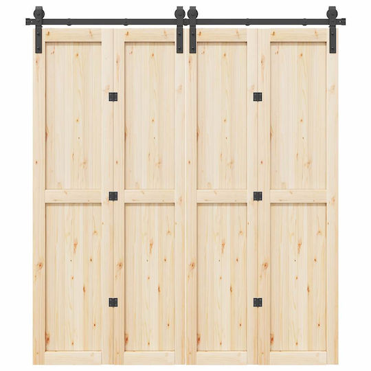 vidaXL Sliding Door Mechanism for Middle Door 200cm Black