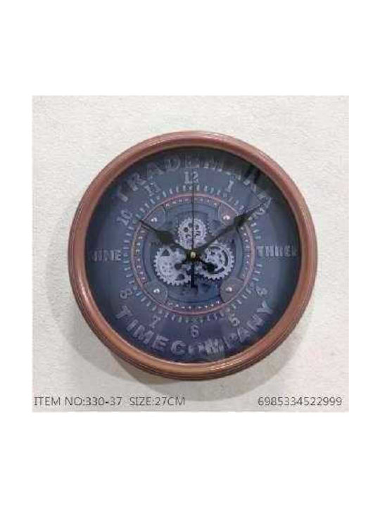 Wall Clock Plastic Brown Ø27cm