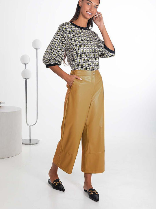 Happening Women's High Waist Culottes in Loose Fit Camel