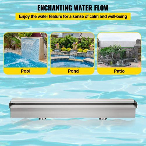 Vevor Pool Waterfall made of Stainless Steel 59.944x11.43x7.874cm Silver