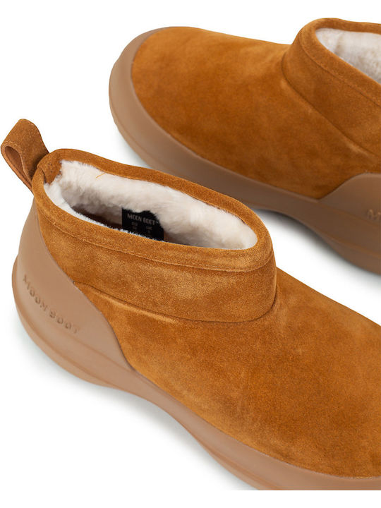 Luna Suede Women's Ankle Boots with Fur Tabac Brown