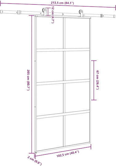 Vidaxl Sliding Door Hardware Set Glass Aluminum Black