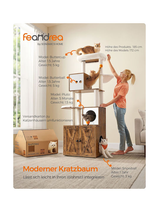 Feandrea Scratching Post Cat Trees Brown 60x1x185cm