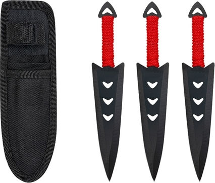 Set Drei Wurfmesser Scheide Inklusive Rot 16,5 cm
