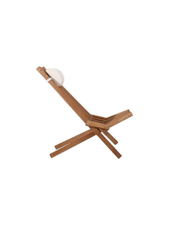 Fotoliu de exterior Lemn Natural, Beige cu pernă 54x94x96cm