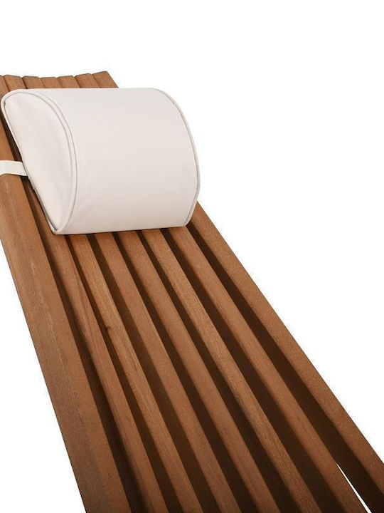Fotoliu de exterior Lemn Natural, Beige cu pernă 54x94x96cm