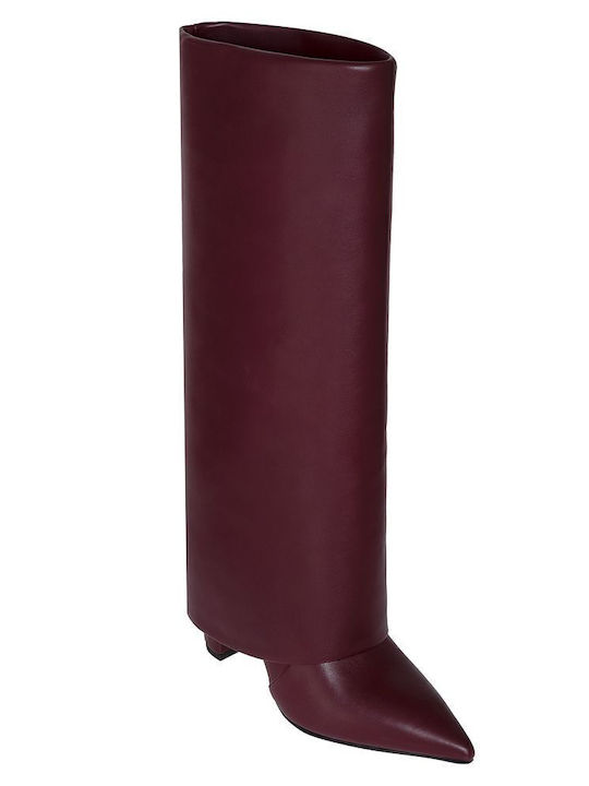 Medium Heel Women's Boots Burgundy