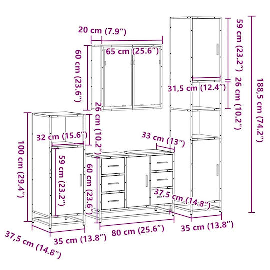 vidaXL Πάγκος με Νιπτήρα & Καθρέπτη Μ80xΒ60xΥ33cm Sonoma Δρυς