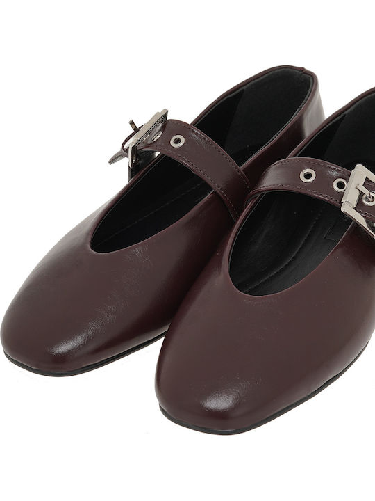Pantofi balerini pentru femei in Burgundy Culori