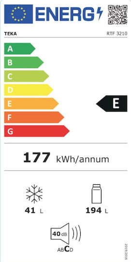 Teka Ψυγείο Δίπορτο 235lt Υ159xΠ55xΒ55εκ. Λευκό RTF 3210