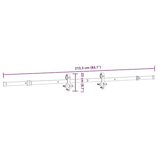 vidaXL Sliding Door Mechanism for Middle Door 213.5cm Black