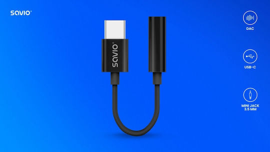Savio Μετατροπέας USB-C male σε 3.5mm female