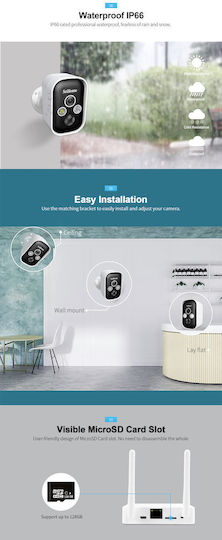 Sricam Sistem de Supraveghere 2 Camere Camere Wireless Camere IP 3MP cu Hub de Control