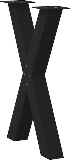 vidaXL Metallic Furniture Leg 2 Pieces Suitable for Table / Coffee Table / Office 60x72cm Black