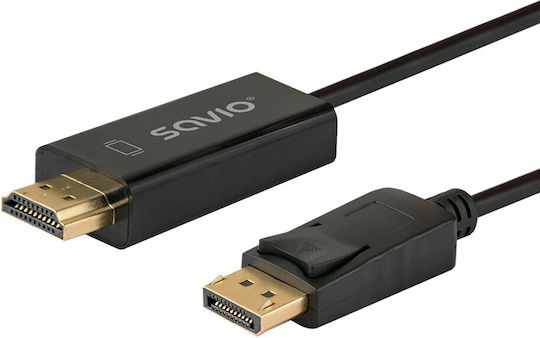 Savio Cable DisplayPort male - HDMI male 1.5m Μαύρο