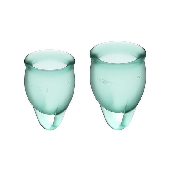 Satisfyer Feel Confident Menstrual Cup Set of Green Menstrual Cups 15 & 20ml