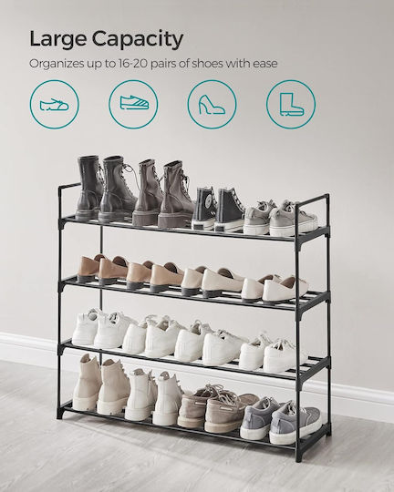 Plastic Shoe Organizer Black 92x30x74cm