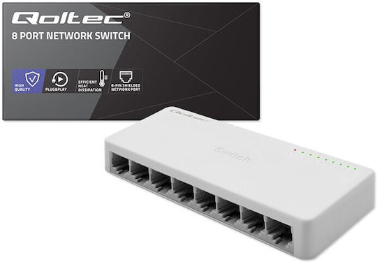 Qoltec 52248 Negestionat Switch cu 8 Porturi Gigabit (1Gbps) Ethernet