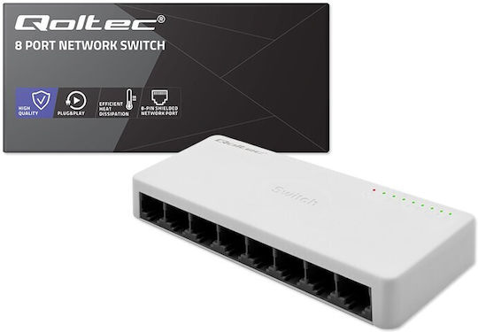 Qoltec 52246 Unverwaltet L2 Switch mit 8 Ports Ethernet