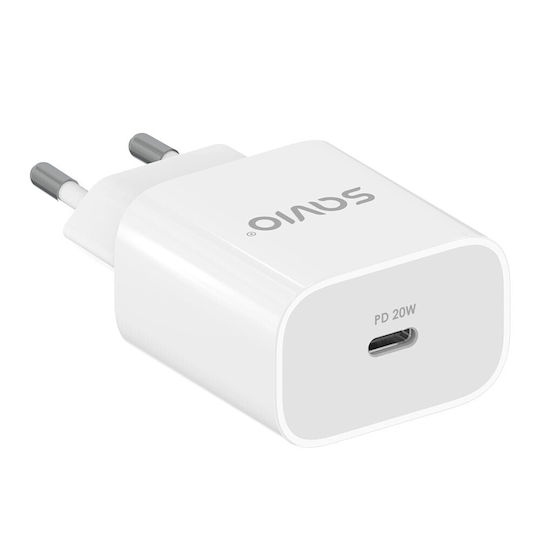 Savio Зарядно без кабел с USB-C порт 20W Power Delivery Бял (LA-09)
