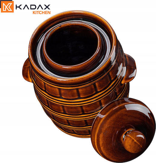 Kadax Ваза За Обща Употреба с Капак Керамика Кафява 4000ml