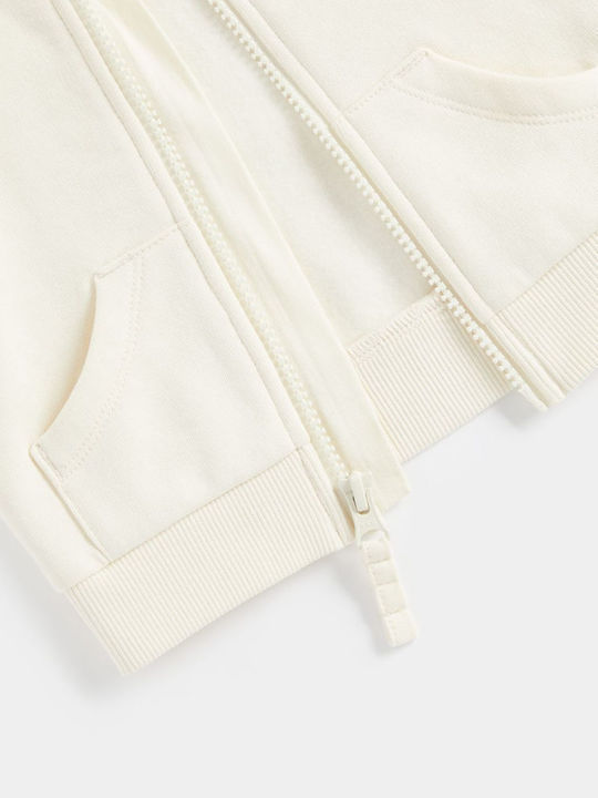 Kids Sweatshirt Cardigan with Hood Ecru