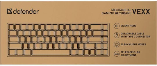 Defender Vexx Gk-084 Gaming Μηχανικό Πληκτρολόγιο με Outemu Red διακόπτες και RGB φωτισμό (Αγγλικό US) Λευκό