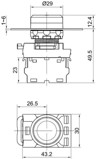 Buton Pictogramă Iluminat Nyg3-p3l Săgeată Albă Neagră