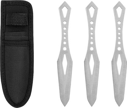 Set aus drei Wurfmessern Edelstahl 19 cm Scheide inklusive