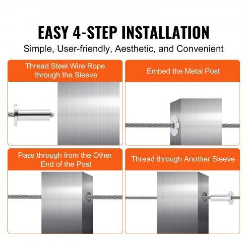 Vevor 121pcs Stainless Steel Wire Rope Sleeves 3.2mm T316 Marine Grade Free Drill Silver Bxgbhtys121jm10kiv0