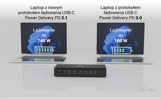 i-tec USB-C Docking Station με HDMI/DisplayPort 4K και σύνδεση 4 Οθονών Μαύρο (CA6MONITORDOCKPD)