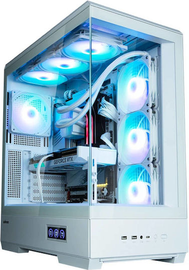 Zalman P50 DS Gaming Midi-Turm Computergehäuse mit Seitenfenster Weiß