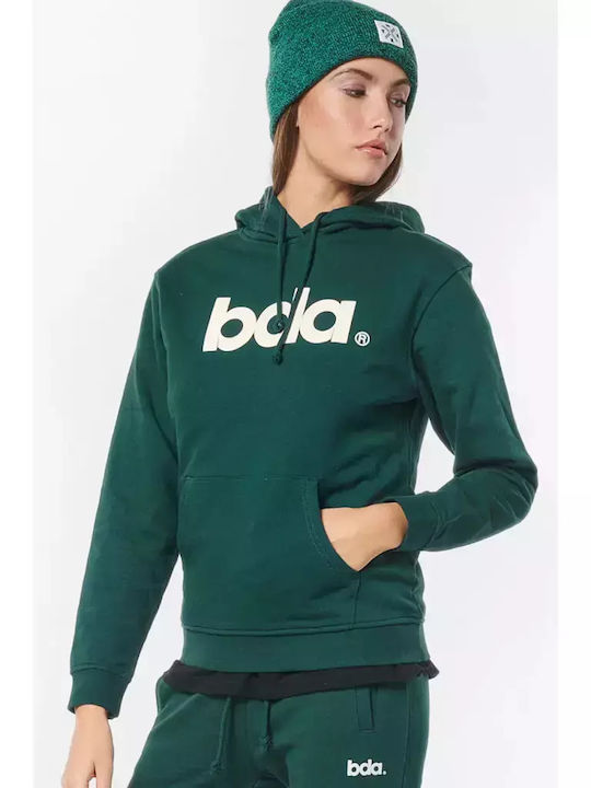 Μακρύ Γυναικείο Φούτερ με Κουκούλα Dark Green