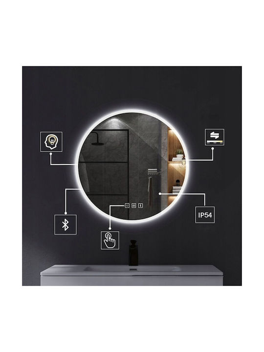Tutumi Като Огледало за Стена с Рамка & LED Осветление Диаметър 80см 1бр