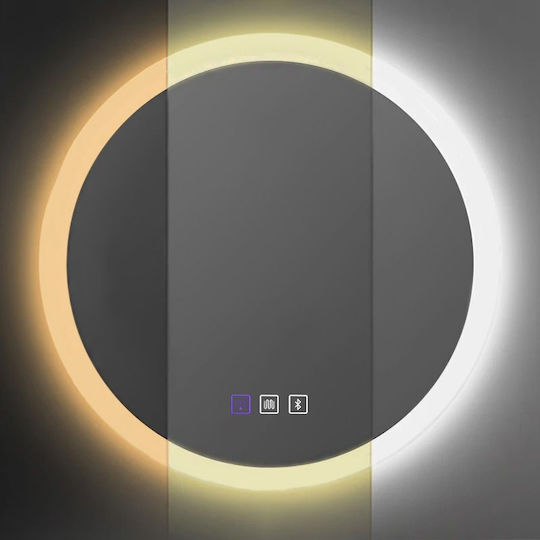 Tutumi Oglindă de Perete cu Ramă din & Iluminare LED Diametru 60cm 1buc