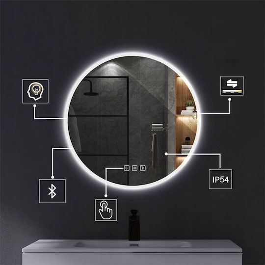 Tutumi Oglindă de Perete cu Ramă din & Iluminare LED Diametru 60cm 1buc