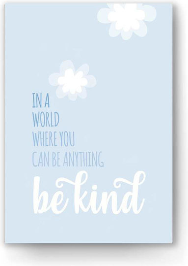 Kids Framed Plastic Wall Painting Be Kind Blue 21x30cm