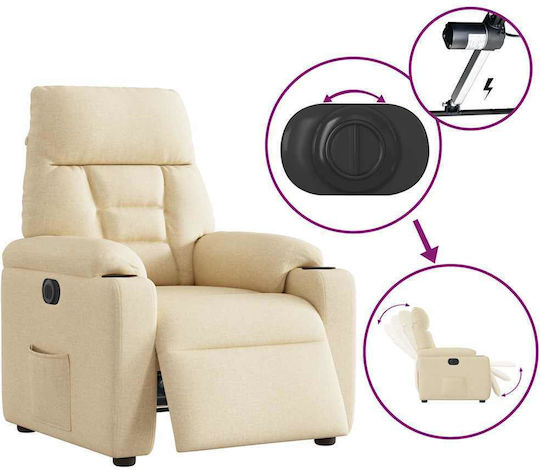 Relax Armchair with Footstool Cream 72x90x99cm