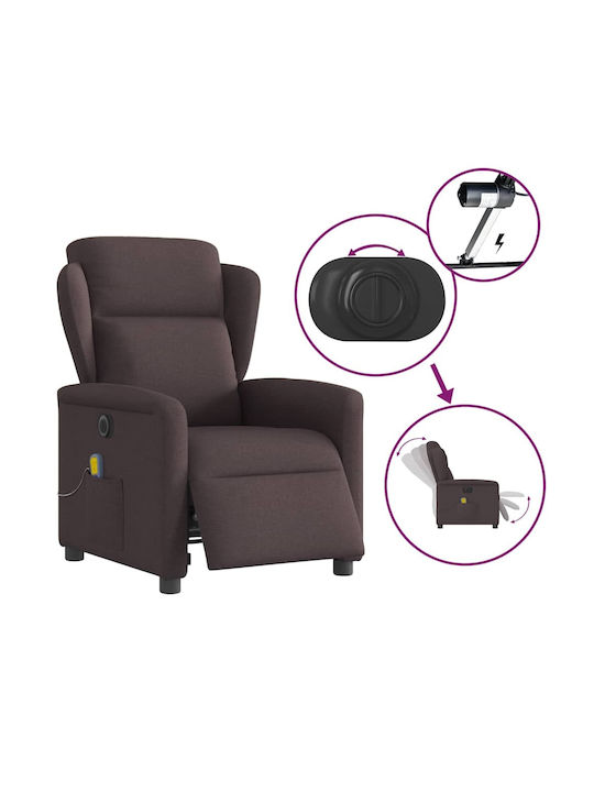 Πολυθρόνα Relax Massage με Υποπόδιο Σκούρο Καφέ 78x95x100cm
