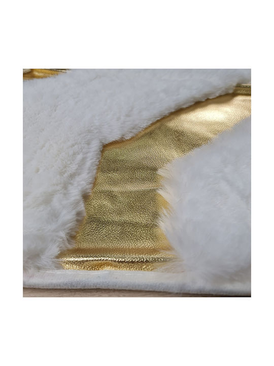 Saray Home Rabbit Luxurius Shaggy Bedroom Rugs Set White DSN04 WHGLD 3pcs
