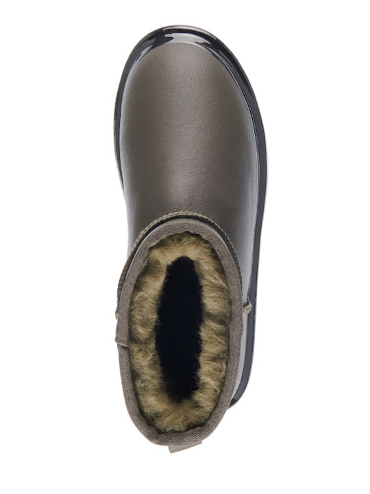 Leder Stiefeletten Damen Grün