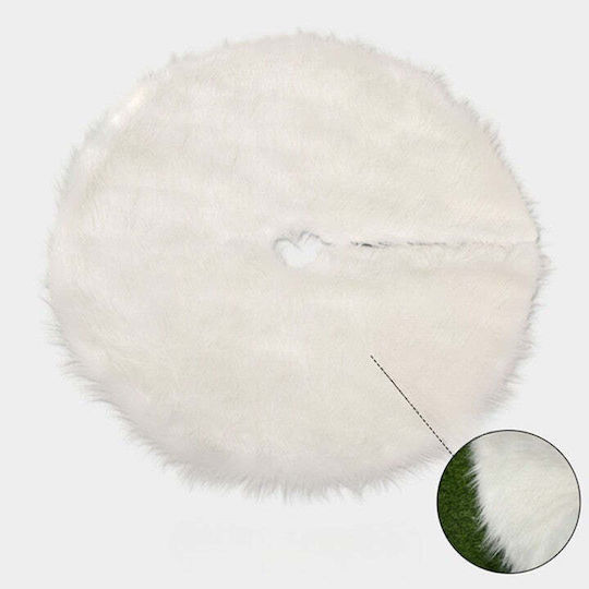 Christmas Tree Skirt White with Furry Texture D90cm.